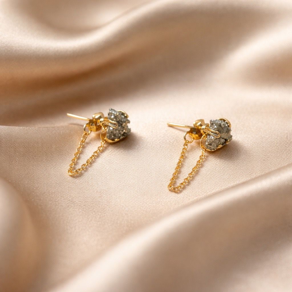 Earrings Spider Stud with Chain Stones