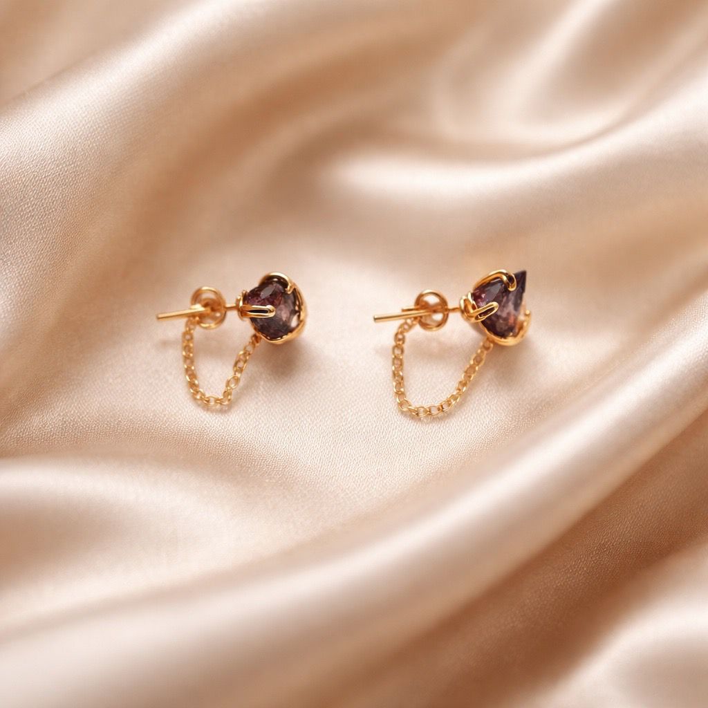 Earrings Spider Stud with Chain Stones