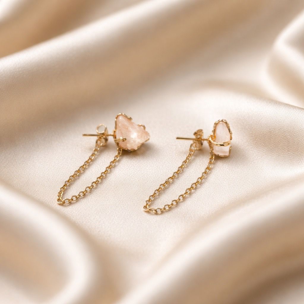 Earrings Spider Stud with Chain Stones