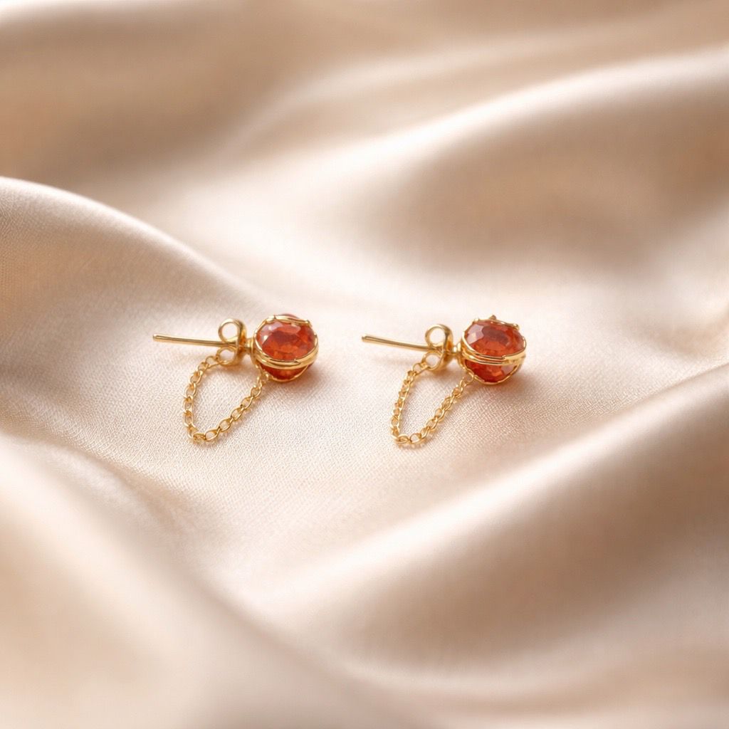 Earrings Spider Stud with Chain Stones