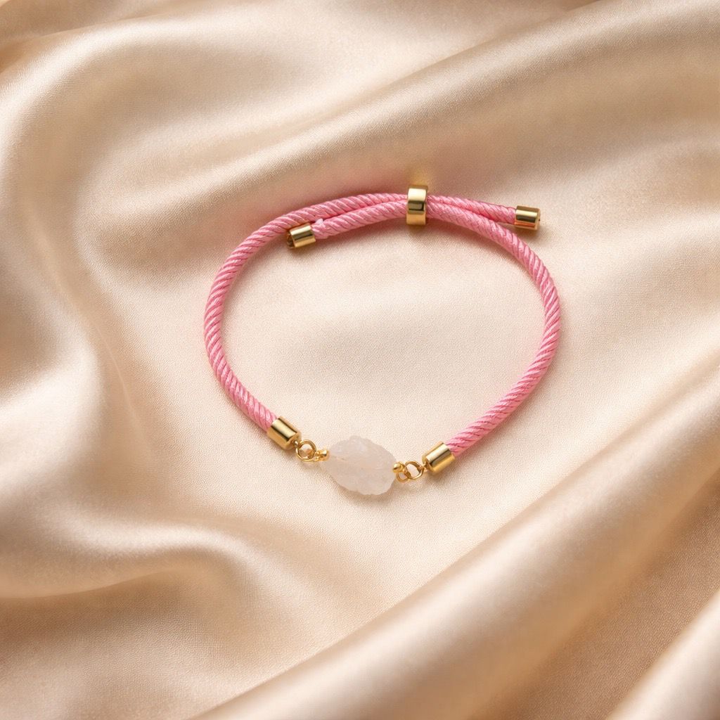 Bracelet Thick Colorful Thread With One Raw Stone