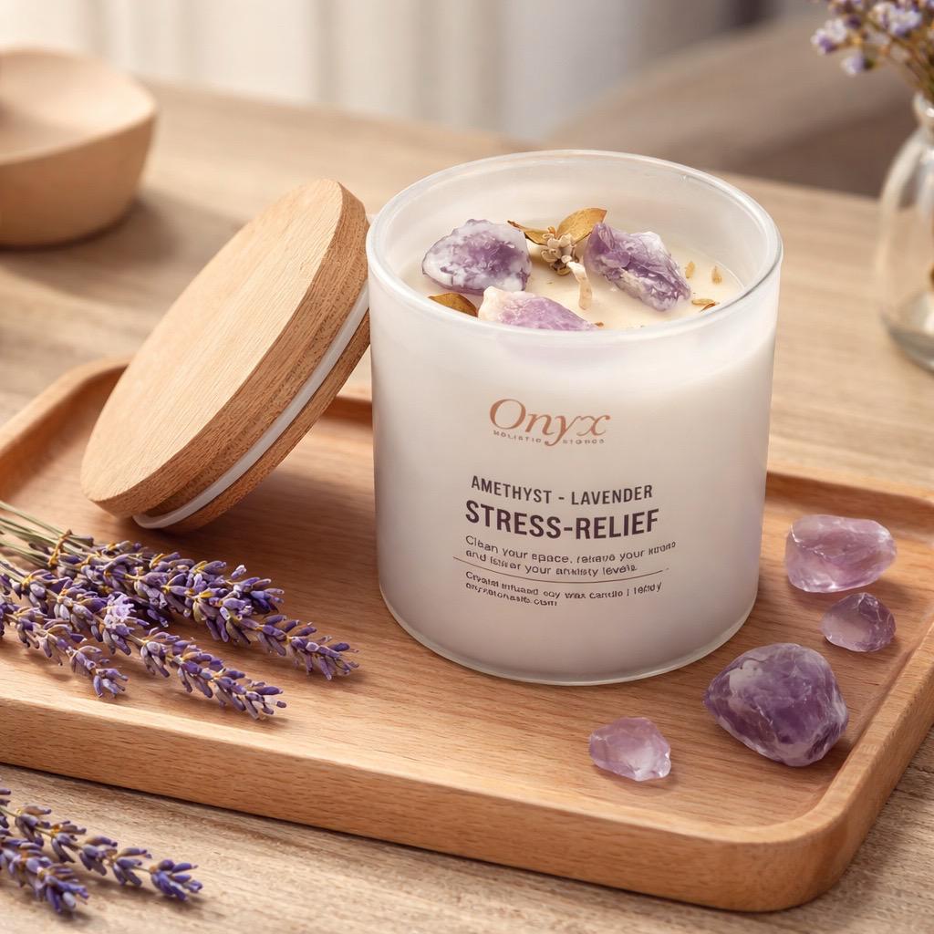 Crystal-Infused Soy wax Candles 100% Hand Made