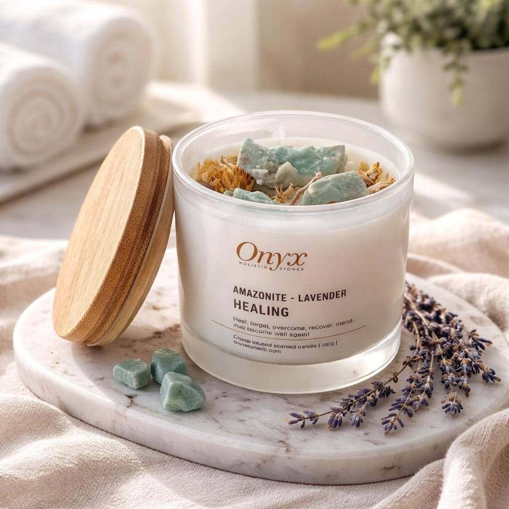 Crystal-Infused Soy wax Candles 100% Hand Made