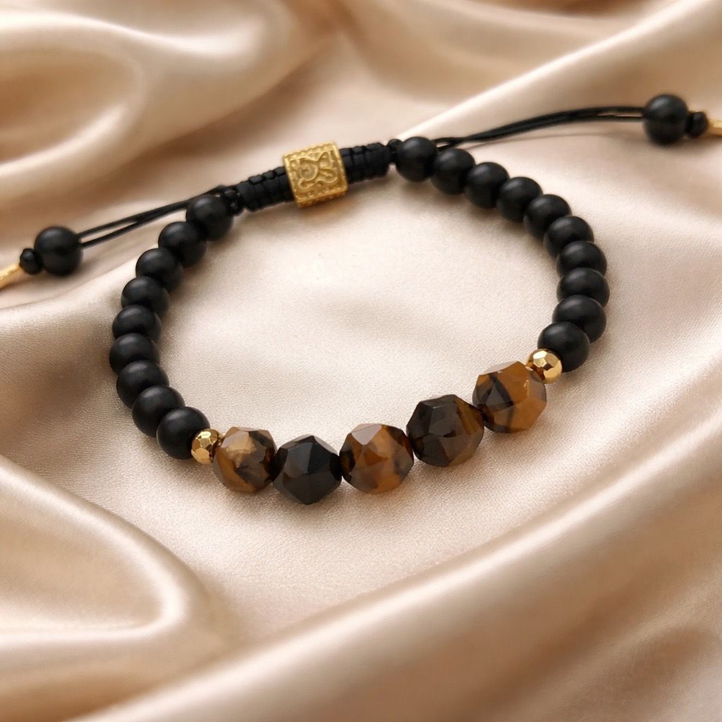 Bracelet Faceted Beads Man All Colors/Onyx 6mm