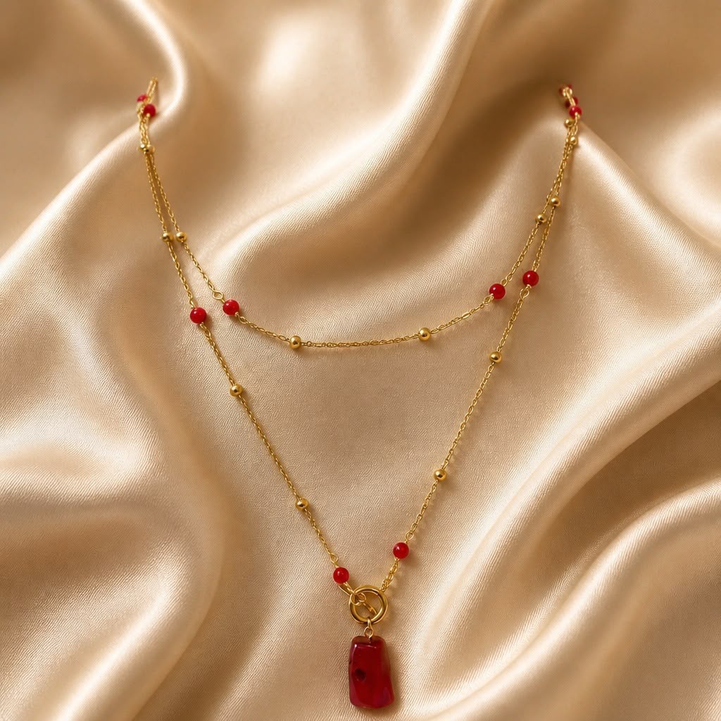 Necklace Long Sailor Beads with One Stone