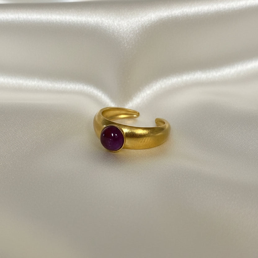 Rings Stainless Steel Hindu Amethyst