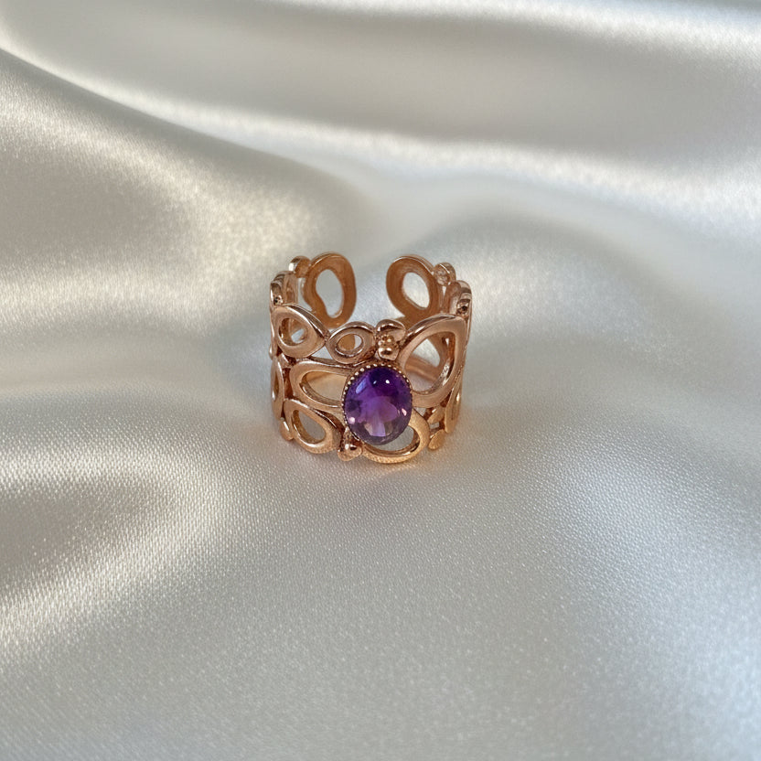 Rings Stainless Steel Hindu Amethyst