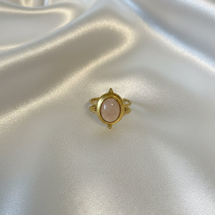 Rings Stainless Steel Hindu Rose Quartz