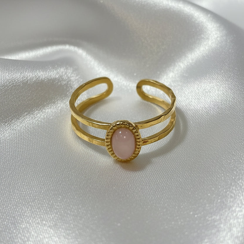 Rings Stainless Steel Hindu Rose Quartz