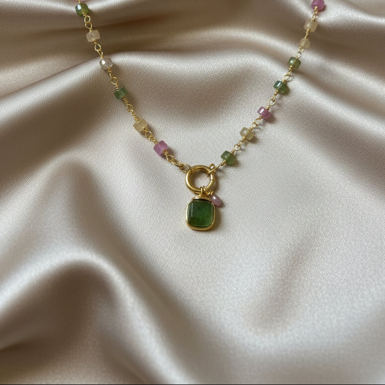 Necklace 10mm Heishi Beads with Pearl/Stone