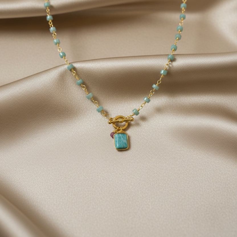 Necklace 10mm Heishi Beads with Pearl/Stone