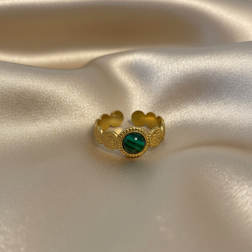 Rings Stainless Steel Hindu Malachite