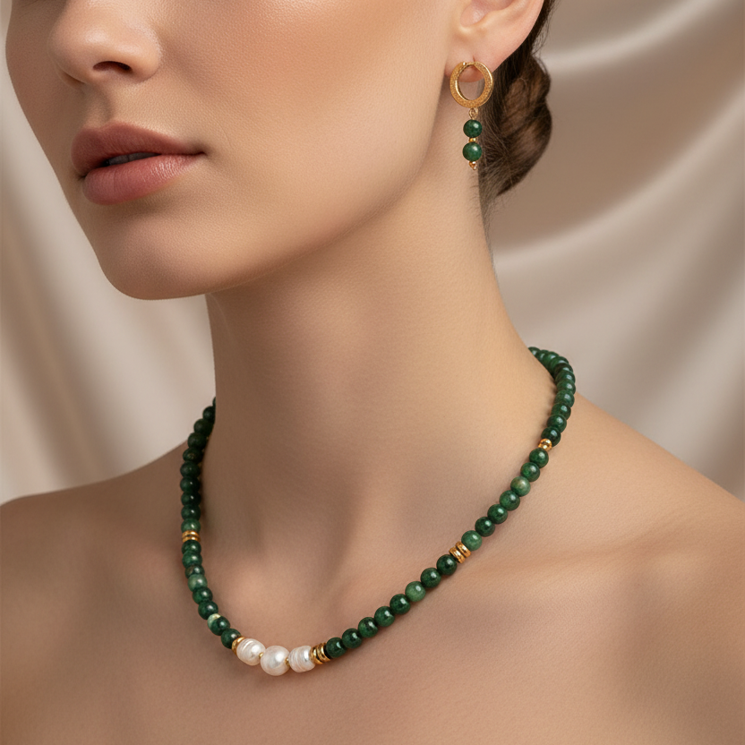 Necklace and Earrings Harmony Set with Beads