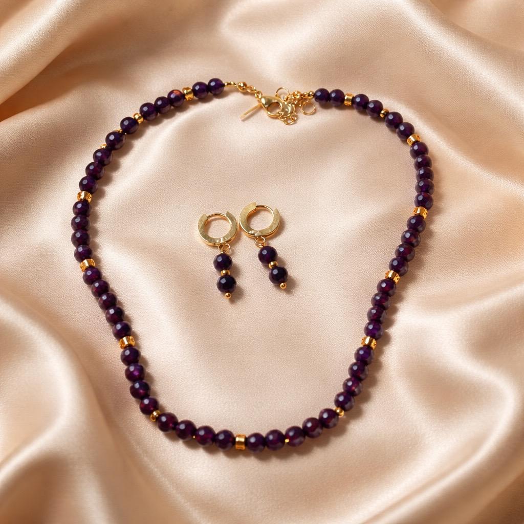 Necklace and Earrings Harmony Set with Beads
