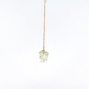 Necklace Long Rosary Beads with Raw Stone