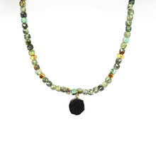 Load image into Gallery viewer, Necklace Squared Beads with Abstract Stone