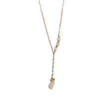 Load image into Gallery viewer, Necklace 3 Beads Vertical 1 Raw Stone