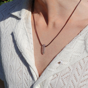 Necklace Leather Stick Stones
