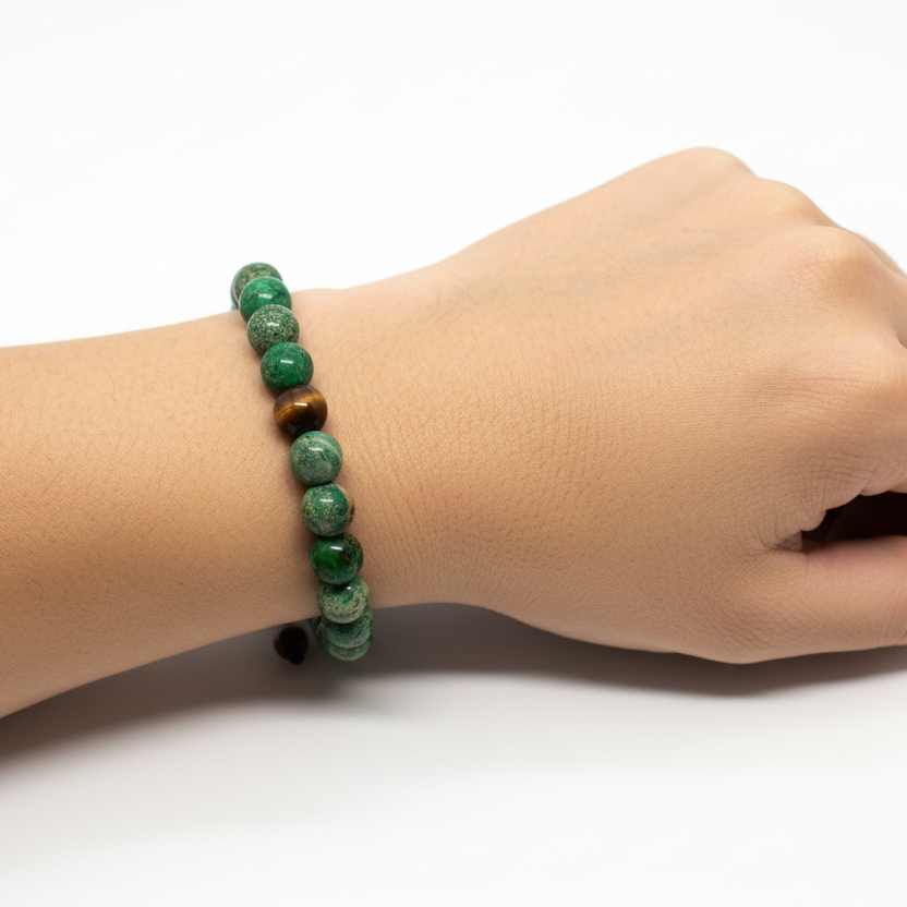 Bracelet Man Blue Green Jasper/Tiger Eye 8mm