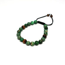Load image into Gallery viewer, Bracelet Man Blue Green Jasper/Tiger Eye
