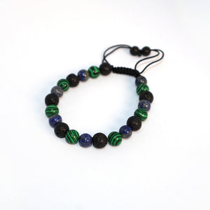 Bracelet Man Malachite/Lapis Lazuli/Lava Stone 8mm