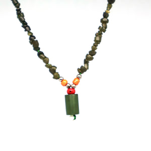 Necklace Green Thread Beads
