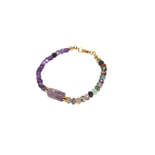 Load image into Gallery viewer, Bracelet Semiprecious Beads with Cilinder Stone in the Middle 