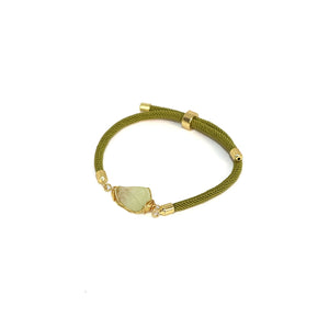 Bracelet Thick Colorful Thread With One Raw Stone