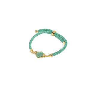Bracelet Thick Colorful Thread With One Raw Stone