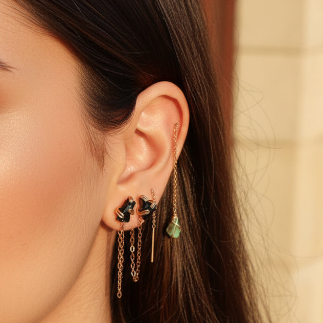 Earrings Spider Stud with Chain Stones