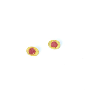 Earrings Round with Semiprecious Stones
