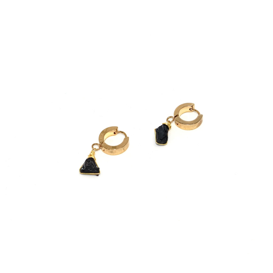 Earrings Thick Hoops with One Stone