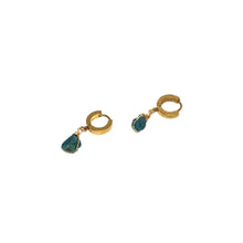 Load image into Gallery viewer, Earrings Thick Hoops with One Stone