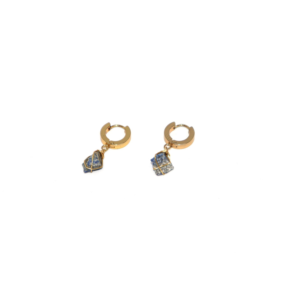 Earrings Thick Hoops with One Stone