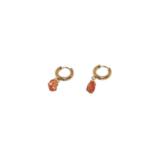 Earrings Thick Hoops with One Stone