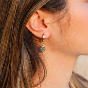 Earrings Thick Hoops with One Stone
