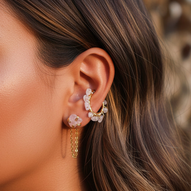 Earrings Spider Stud with Chain Stones