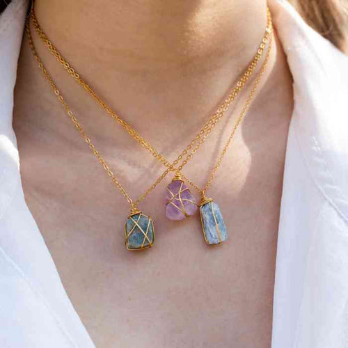 Necklace Cage Natural Stones
