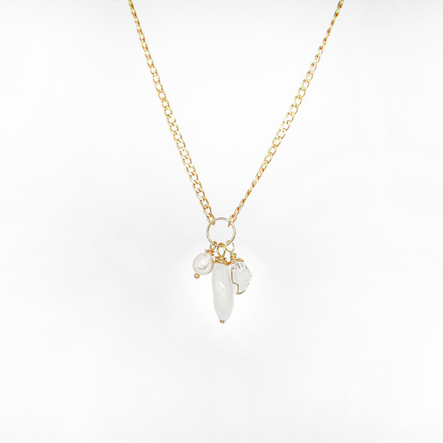 Necklace Sailor with Crystals and Pearls