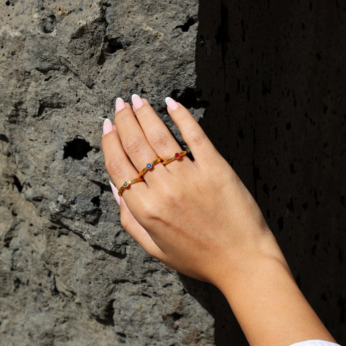 Ring Birthstone Gold Plated