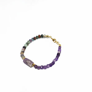 Bracelet Semiprecious Beads with Cilinder Stone in the Middle 