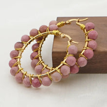 Load image into Gallery viewer, Earrings Hoops Wrapped Beads