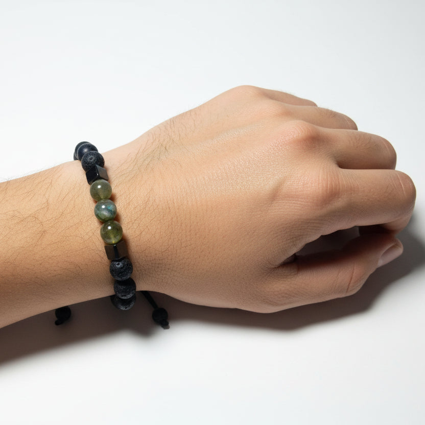 Bracelet Man Onyx/Labradorite/Hematite 8mm