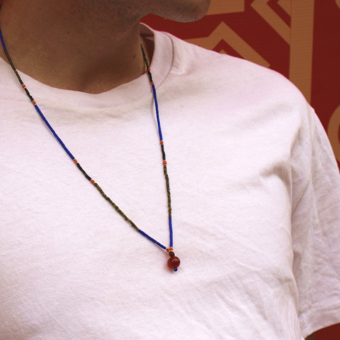Necklace Green Thread Beads