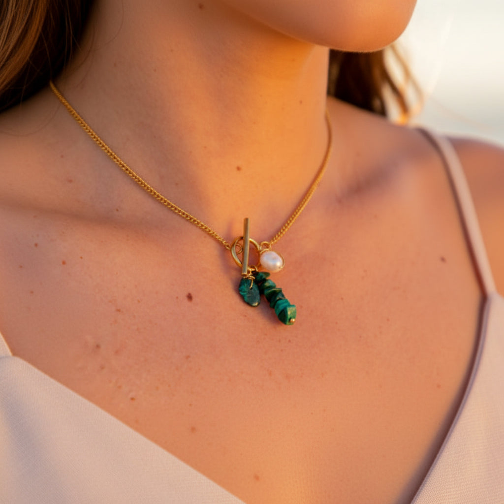 Necklace Sailor with Crystals and Pearls