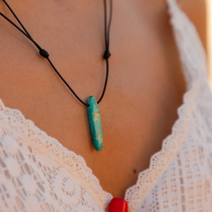 Necklace Leather Stick Stones