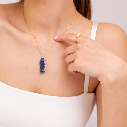 Necklace Vertical Chopped Natural Stones