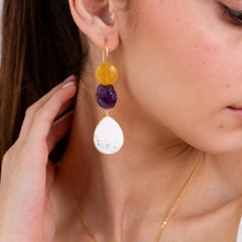 Load image into Gallery viewer, Earrings 3 Stones Hoops