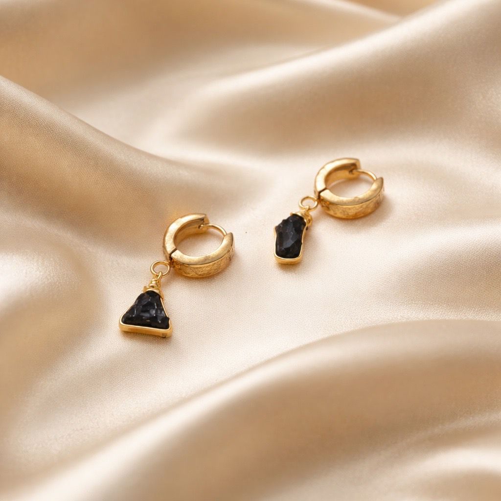 Earrings Thick Hoops with One Stone