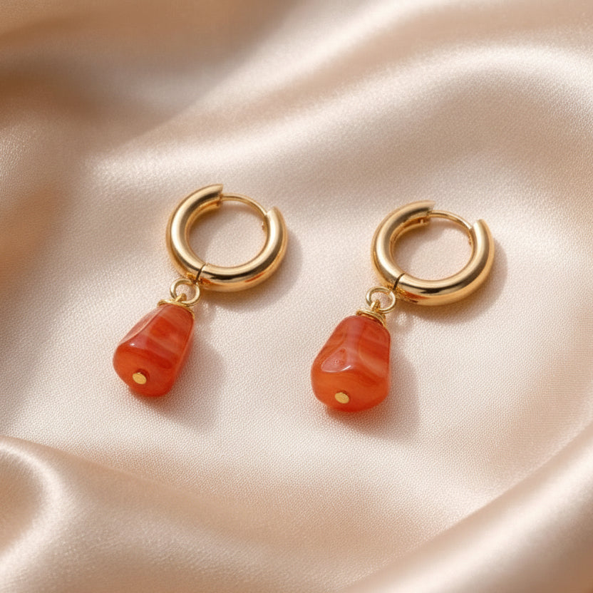 Earrings Thick Hoops with One Stone